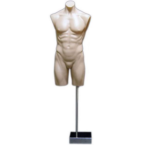 Mn-193 fleshtone male armless round body plastic torso dress form for sale