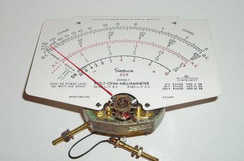 Vintage simpson 260 vom part,meter indicator face,dial works 1.8 kohm for sale