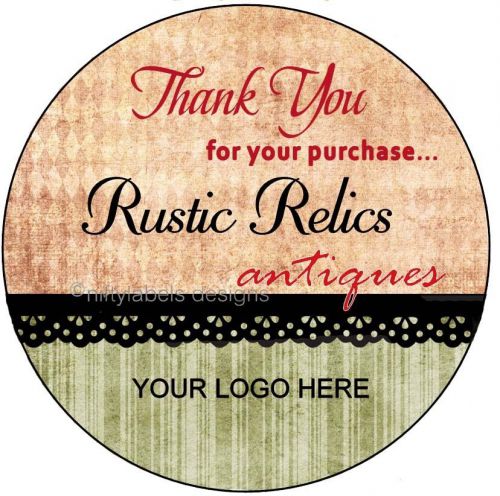 CUSTOMIZED BUSINESS THANK YOU STICKER LABELS  - RUSTIC RELICS PRINT #13