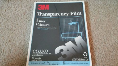 3M Transparency Film CG3300 for Laser Printers 50 Sheets Sealed  8 1/2 X 11&#034;