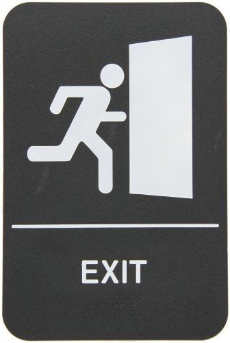 Rockwood BFM682.BLACK BFM Series ADA Molded Plastic Exit Sign, 6&#034; Width x 9&#034;