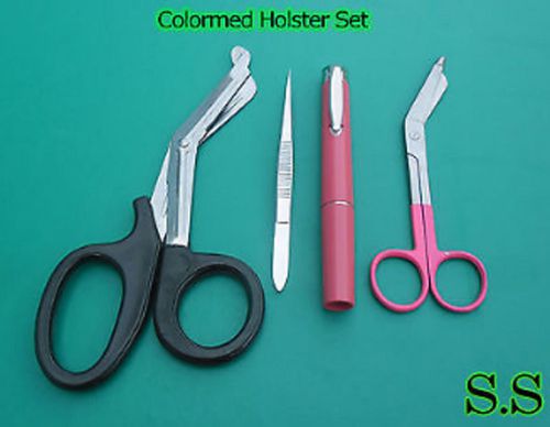 Colormed Holster Set BlackEMT Diagnostic Red Pen+Magenta Lister Bandage Scissor
