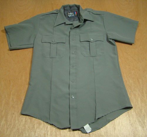 Flying Cross Security Police Shirt-M-Made in USA-100% Polyester-Gray-Police-
