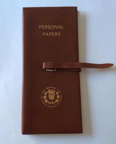 Vintage Valuable Leather Document File Folder Imperial Life Insurance