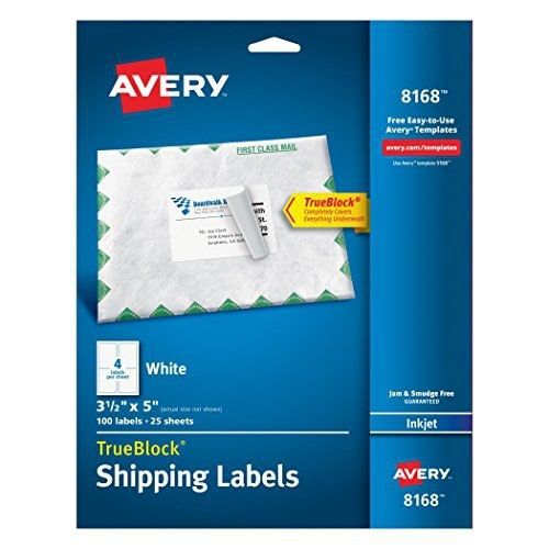 Avery shipping labels for inkjet printers, 3.5 x 5 inches, box of 100 (8168) for sale