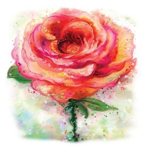 Shimmer Rose Floral HEAT PRESS TRANSFER for T Shirt Tote Sweatshirt Fabric 789b