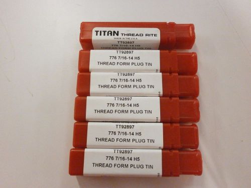 6pc) 7/16-14 h5 thread roll form plug tap tin coated titan usa tt92897 tt124 for sale