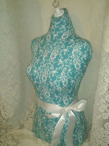 Boutique dress form bust craft booth display wholesale Turquoise Damask decor