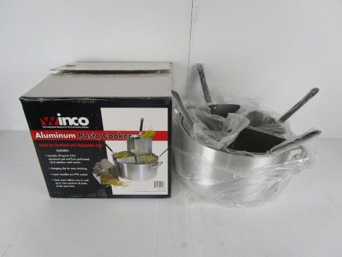 Amazing winco aluminum pasta cooker 18.5 quarts 4 insets stainless steel for sale