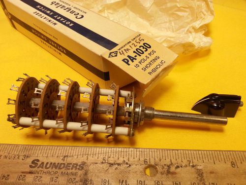 Rotary switch centralab pa-1030 10 poles 5 pos. shorting phenolic with knob for sale