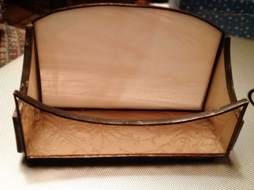 PINK  STAINED  GLASS  DESK  CARD  HOLDER