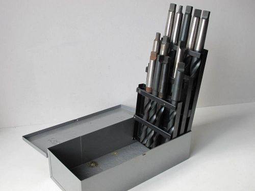#3 morse taper 12 pc. high speed drill bit set 49/64&#034; to 1&#034; w/  huot box for sale