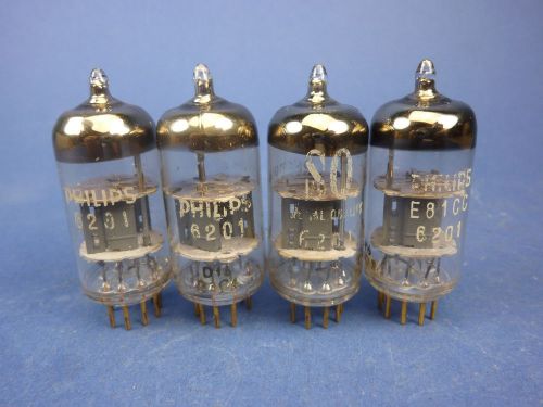 4 x TUBES &#034;   PHILIPS  6201  &#034;  GOLD PINS. TESTED. ECC801S.