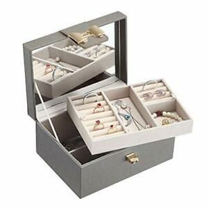 JIDUO Jewelry Organizer Box for Women Leather Two Layer Display Storage Case ...