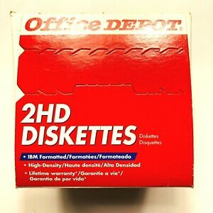 25 Office Depot 3.5&#034; 1.44MB 2HD Disks Diskettes New Box Never Open. C8