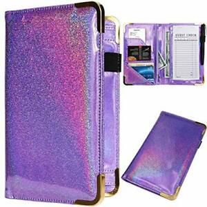 Server Books for Waitress - Glitter Leather Waiter Book Server Wallet with Zippe