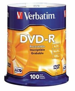 VERBATIM VER95102 DVD-R Disc,4.70 GB,120 min,16x,PK100