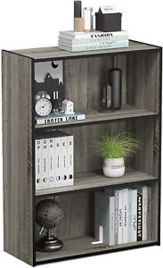Tier Open Shelf Bookcase Fits in your space fits on your budget. French Oak Grey