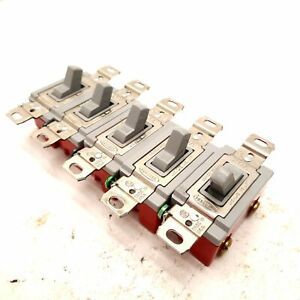 Lot of 5 Hubbell HBL1221GY Single Pole Toggle Switches 20A 120-277VAC