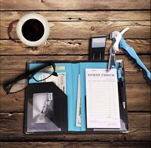 Server Book Waitress Wallet Organizer With Wine Opener Turquoise/Black