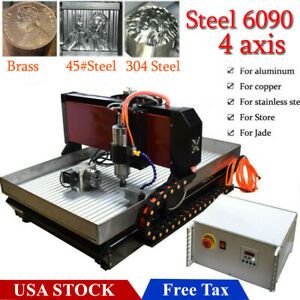 2200W Steel CNC 6090 4axis Mach3 USB Engraving Machine For Metal Copper Steel US