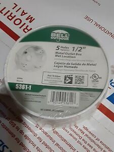 BELL 5361-1 White Round Weatherproof Box with Five 1/2 in. Threaded Outlets NEW