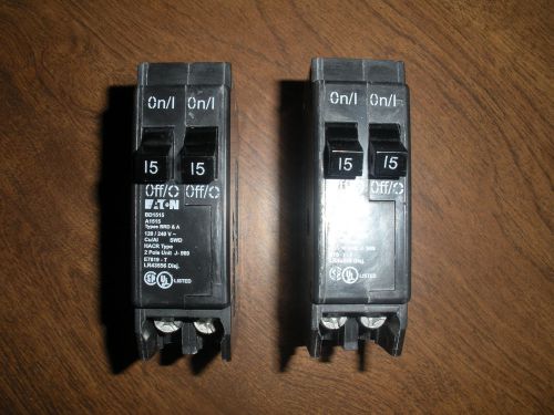 2 Eaton Cutler Hammer Twin 1 pole 15 amps circuit breaker BD1515 A1515