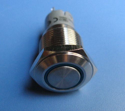 Blue led 16mm dc12v 5pin stainless steel round momentory push button switch for sale