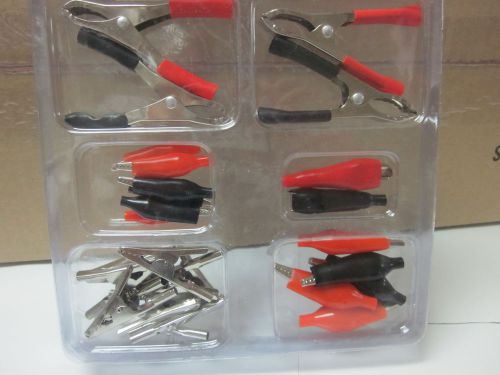 28pc ELECTRICAL CLIP SET INSULATED &amp; NON ALLIGATOR HIGH CURRENT RED / BLACK CLIP