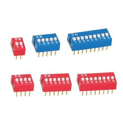 10 x DIP Switch 2 Positions 2.54mm Pitch Through Hole Silver Top Actuated Slide
