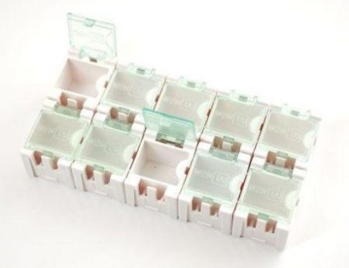 Mini Smd Component Storage Modular Snap Boxes - 10 White Boxes