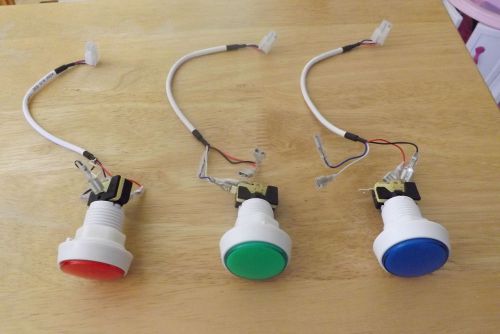 3 lighted PUSH BUTTONS - RED BLUE GREEN - see pics for details
