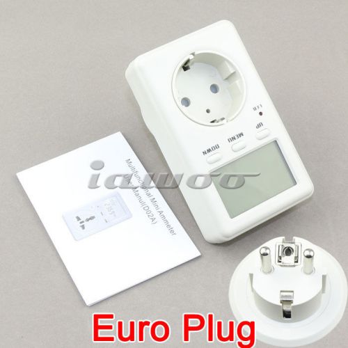 EURO-Plug LCD Socket Power Meter 160-280V 230V AC Multi-function Energy Monitor