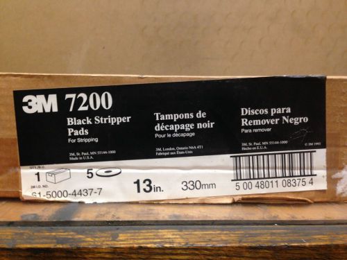 Case of 5 - 3M 7200 Black Stripper Pads 13&#034; Floor Scotch-Brite Buffering