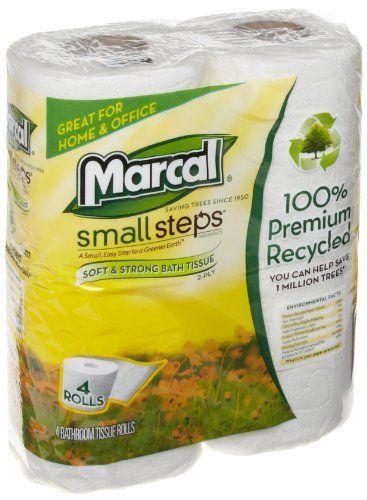 Marcal 6024 White Small Steps 100% Recycled 2-Ply Bath Tissue Rolls 168 Sheets 4
