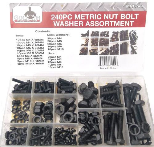 240pc goliath industrial mnb240 black metric nut bolt washer assortment for sale