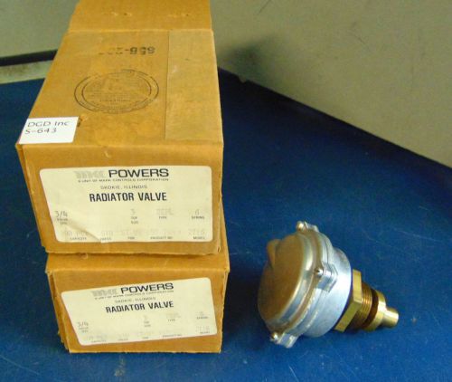 Lot of 2 Powers Radiator Valve Model# 2Y16 3/4&#034; Valve-Never Been Installed S643