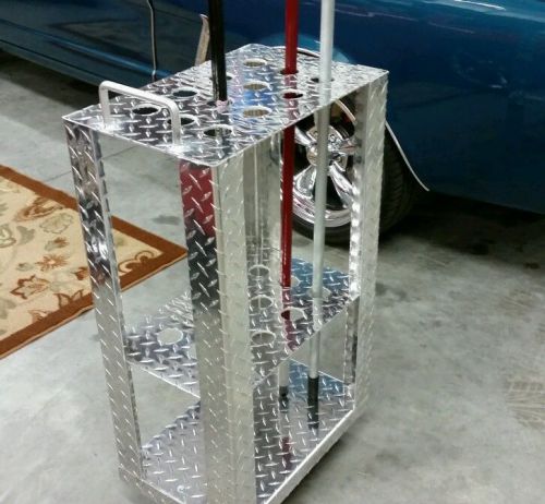 Broom cart, utility cart, polished aluminum