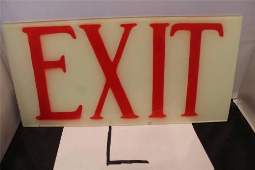Vintage Industrial Mid Century Glass EXIT Sign REVERSE PAINTED WHITE RED NICE #3