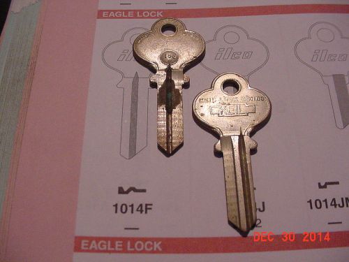 LOCKSMITH NOS 2 Key Blanks KEIL brand 1014F 168K for EAGLE locks vintage uncut