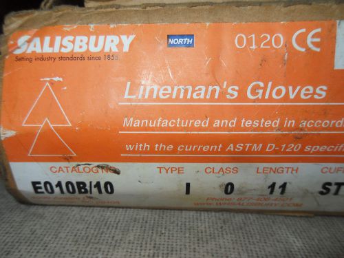(rr9-1) 1 new box salisbury e010b/10 lineman&#039;s gloves size 10 1000v for sale