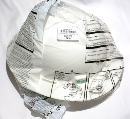 Msa 475369 white hard hat full brim v-gard fas-trac w/ratchet suspension for sale