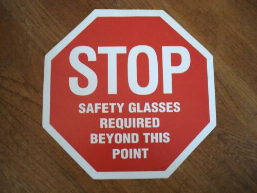 Stop - safety glasses required beyond this point - octagon safety sign 12-in for sale