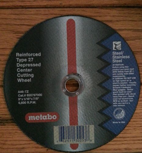 10-pack Metabo Cutting Wheels -  9&#034; x 1/16&#034; x 7/8&#034; - A46-TZ Type 27 - 655797000