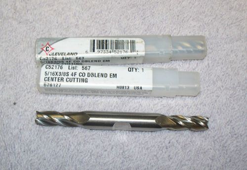 2 UN-USED IN TUBE  CLEVELAND 5/16&#034;  DOUBLE END  4 FLUTE END MILLS