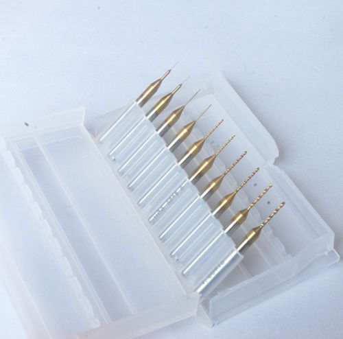 10pcs titanium nitride coated carbide micro drill bits cnc pcb 0.2mm to 1.0mm for sale