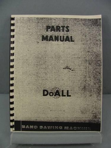 DoAll DZ-36 &#034;Zephyr&#034; Band Sawing Machine Parts Manual