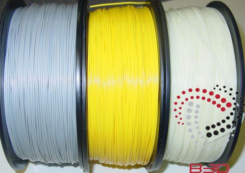 1.75 mm Filament 4 3D Printer. ABS SILVER, YELLOW AND NATURAL BUNDLE SPOOLS