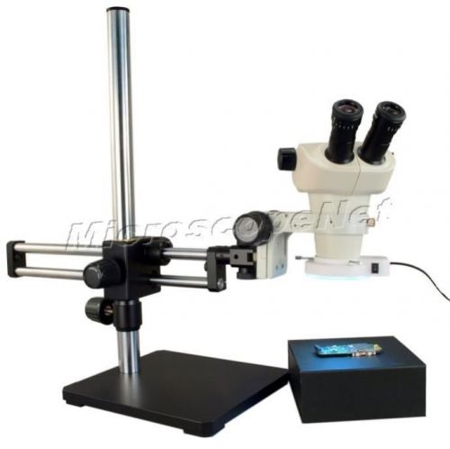 OMAX 6X-50X Stereo Microscope+Ball Bearing Dual Arm Boom Stand+54 LED Ring Light