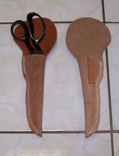 Natural russet leather industrial sissor holster with belt loop for sale